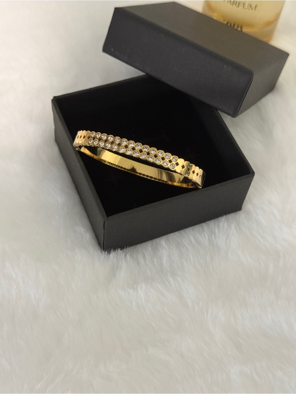 Gold Crystal Pavé Bangle Bracelet - Women Jewelry